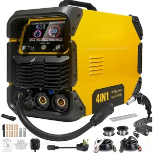 160A 4-in-1 AI Welding Machine: Dual  110V/220V Gas MIG/Flux Core/Lift TIG/Stick Welder -  Synergic Control IGBT Inverter  LED Display for  Repair Auto Restoration Metal Fabrication