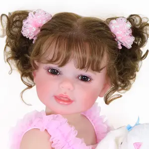 Reborn Toddler Girl-22 inch Happy Dance with 3D Painted Skin Visible Veins on face and Soft Full Vinyl with Rooted Hair with Plush Little Bunny Child Safety Soft Cuddly Gift