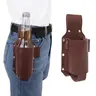 Sturdy Classic Leather Bottle Holster - Multi-Use Drink Belt, Travel & Carnival Accessory, Day of the Dead Mexican Motifs Waist Bag for Camping, Gifting | Bar Drinkware Accessory 01