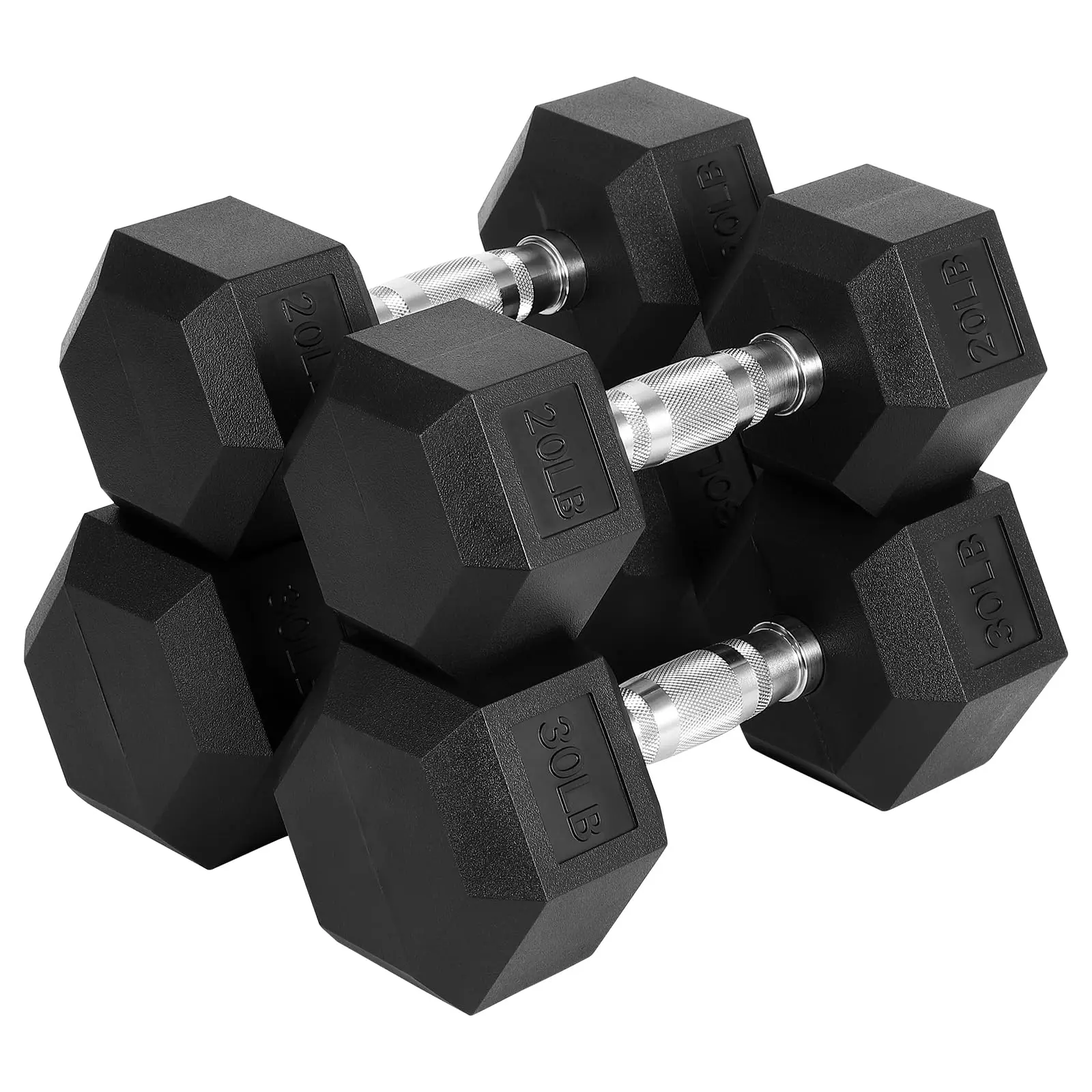 Gaomon Hex Dumbbells Set, 60 LB-100 LB & 5-30 LB PVC Dumbbell Hand Weights, 100 LBS (20x2+30x2) Strength Training Indoor Workout Equipment, Dumbbell Hand Weight, Cast Iron