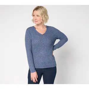 BEAUTIFUL by Lawrence Zarian V-Neck Novelty Stitch Sweater