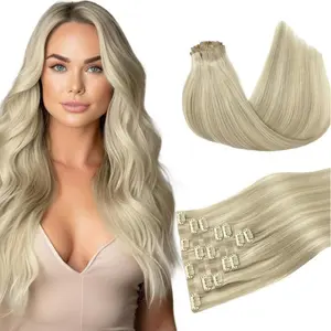 Doores 100g Seamless Clip In Hair Extensions Remy Human Hair Extensions Natural Straight Beginner Friendly Comfortable- Skin Weft PU Clip in Hair Extensions