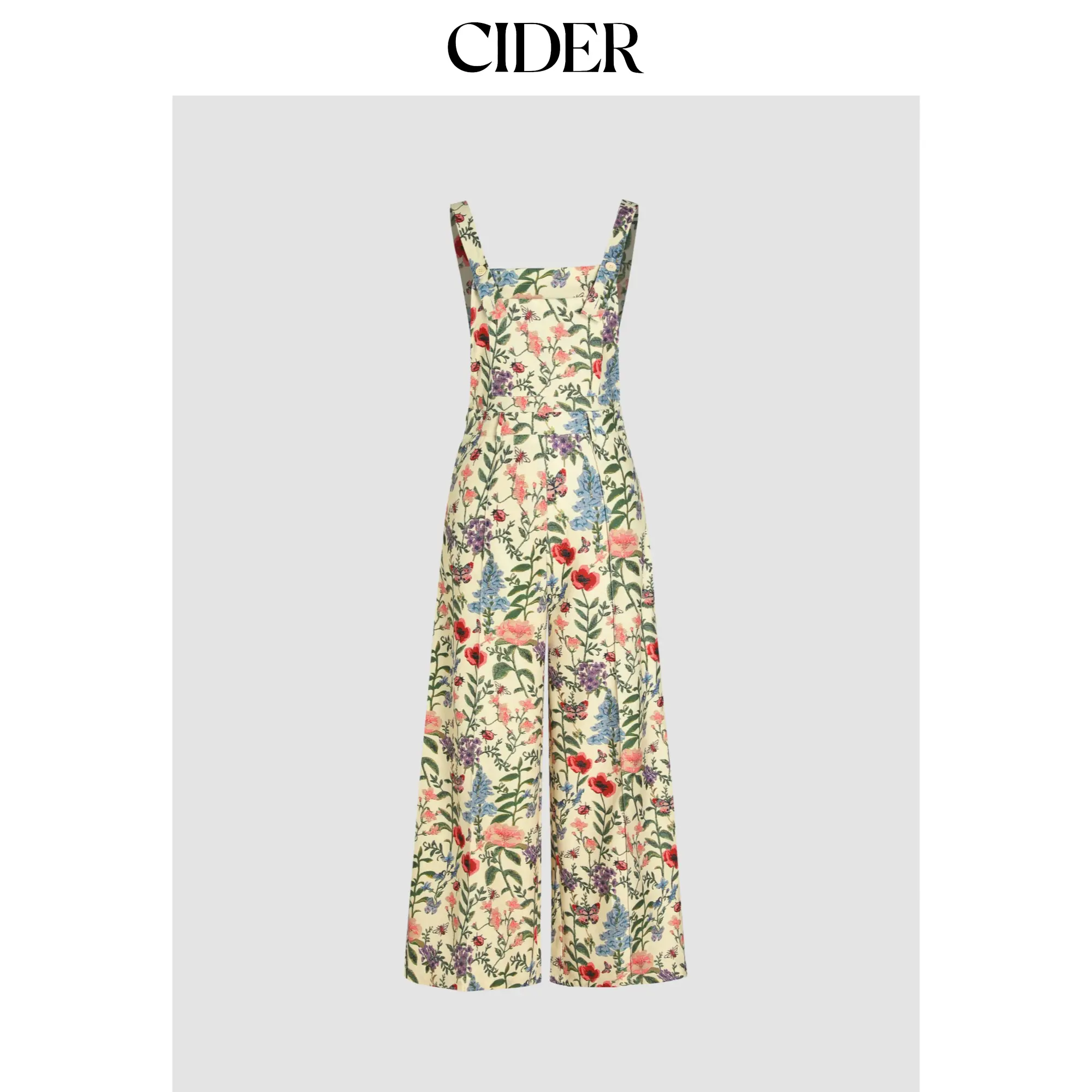 Cider Women's Cozy Floral Lightweight Corduroy Jumpsuit, Wide Leg Button-Front Overalls for Morning Time Saving, 6Color Match, Corduroy Texture Adds Cozy Charm, Jumpsuit Style Saves Morning Time, Light Corduroy