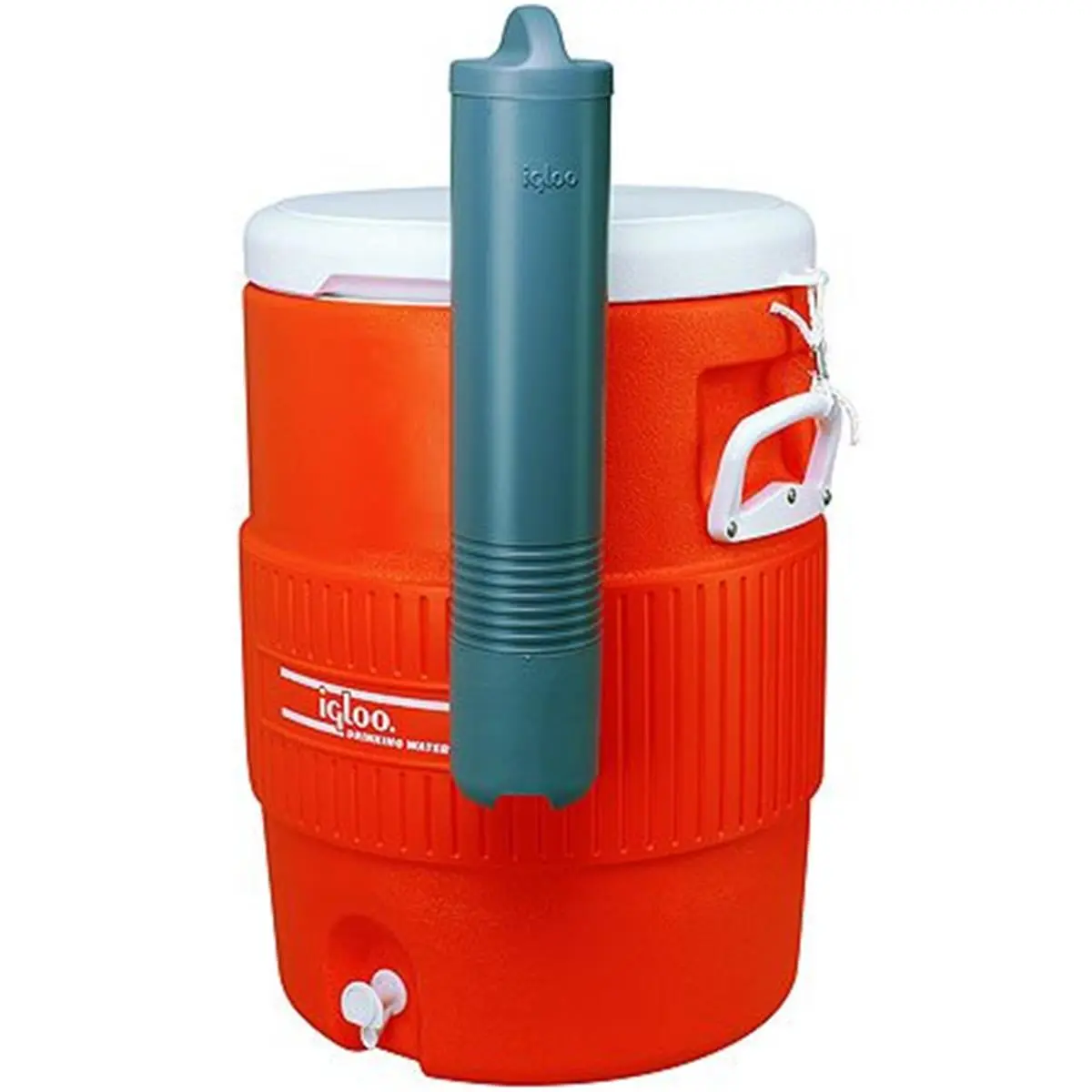 IGLOO 10 Gal Orange Plastic Water Cooler with Seat Top Lid and Cooler Carry Handle for Sports & Camping, With Handle, Personal Cooler, Portable Travel Cooler