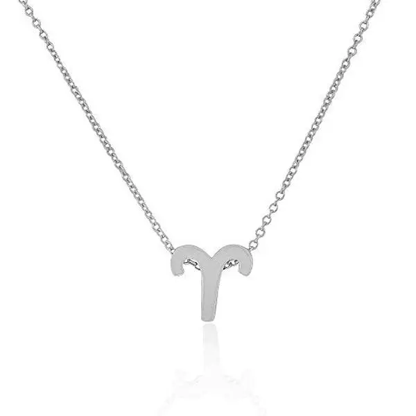 Small Aries Zodiac Sign Pendant Necklace in 925 Sterling Silver for Women, Casual Fashion Jewelry with 16-18 Inch Adjustable Chain, Unisex, 16.00In - 18.00In, Adjustable (16.00In - 18.00In), Adults, Everyday, 2.4 Grams