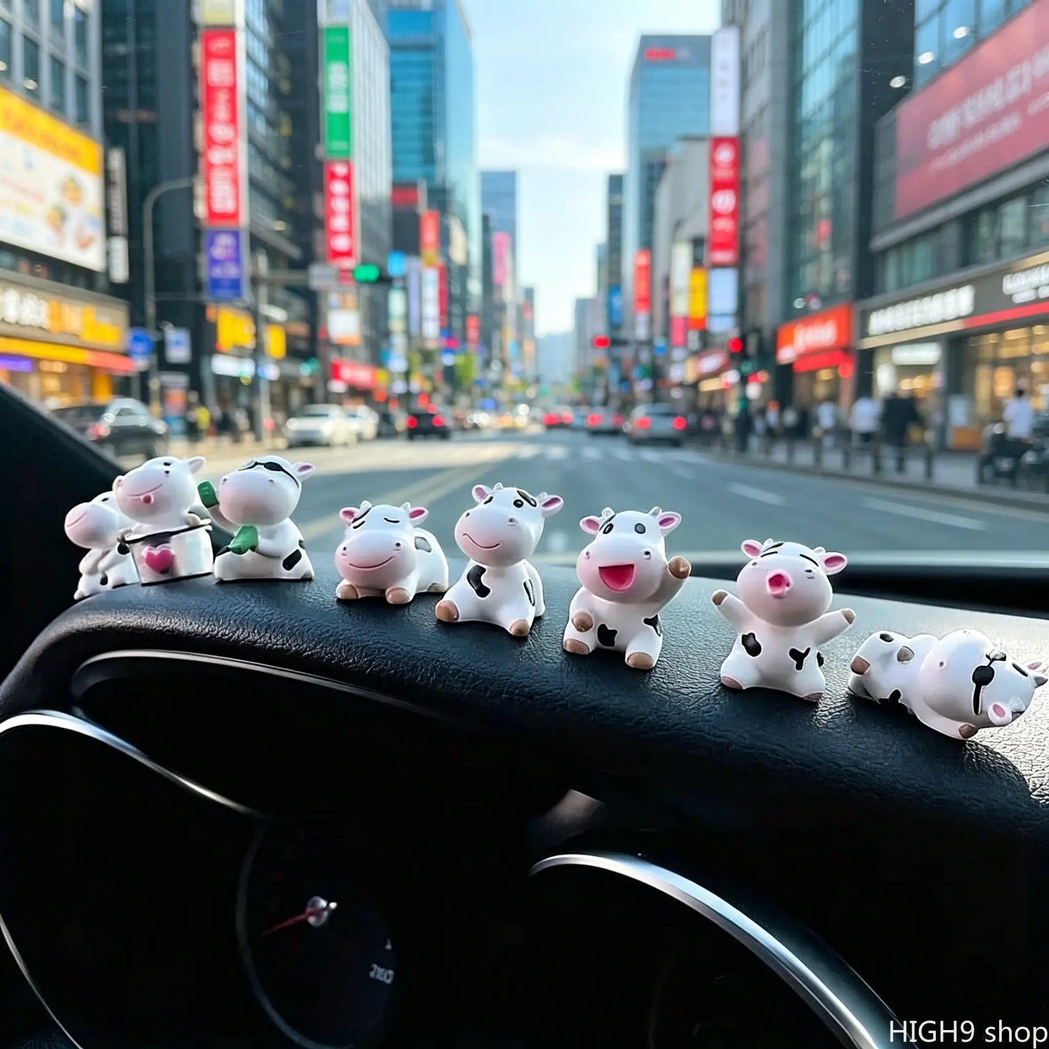 Set Of 8 Cute Cow Resin Figurines With Farm Themed Design, Mini Collectible Ornaments For Desktop, Car Dashboard And Home Shelf Styling, Lovely Cowgirl Style Decor Ideal As A Sweet Holiday Gift Choice