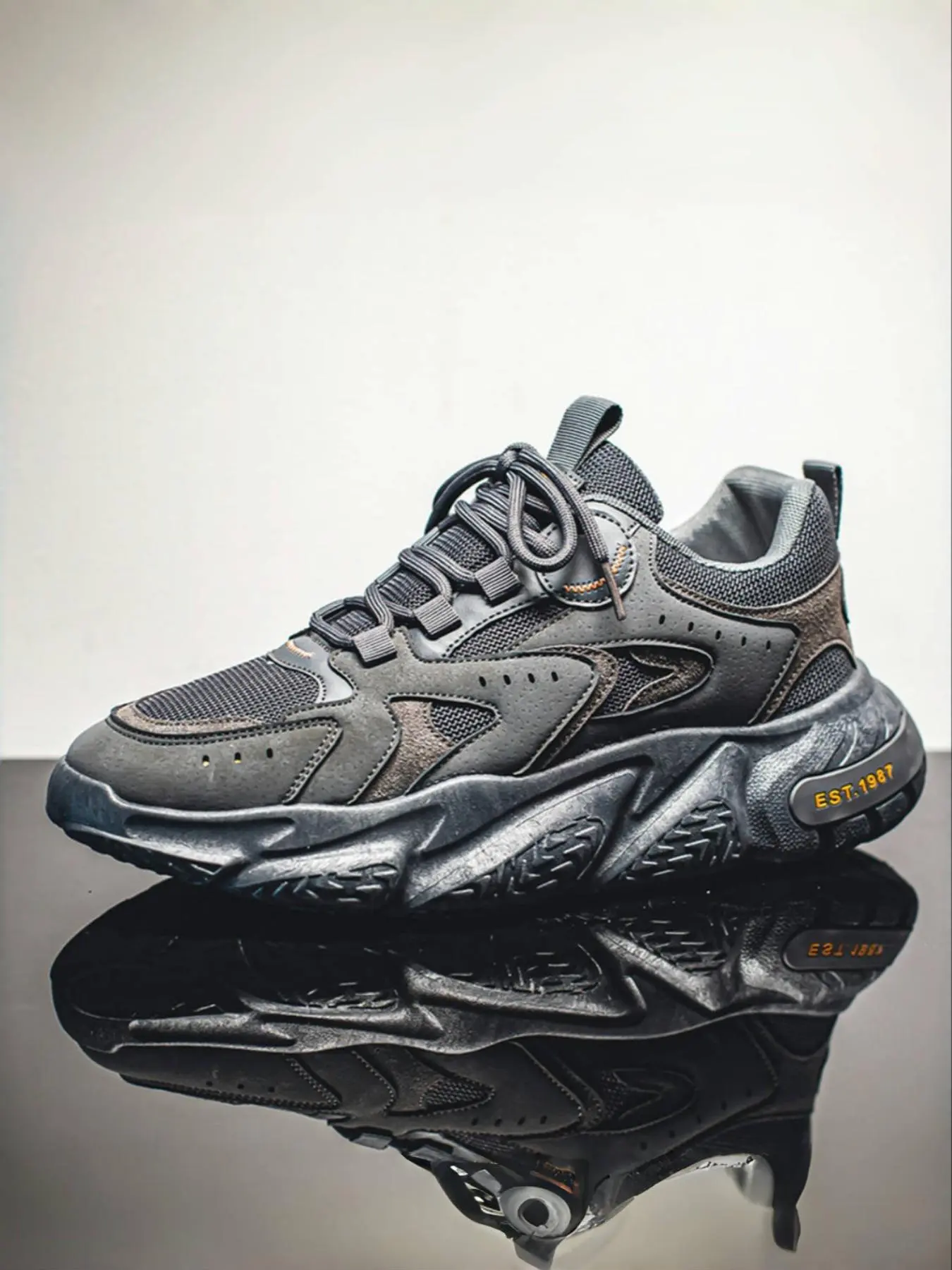 Men's Breathable Mesh New Thick Sole Shoes, Height Increase + Sports Shock Absorption + Comfort Inner Lining, Running Sneakers, Athletic Shoes, Workout Sneakers, Outdoor Walking, Sporty Running Shoes