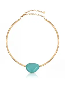 Ettika Gold Beaded Turquoise Necklace – Beaded Layering Necklace with Natural Turquoise Pendant, Boho Chic Jewelry for Women