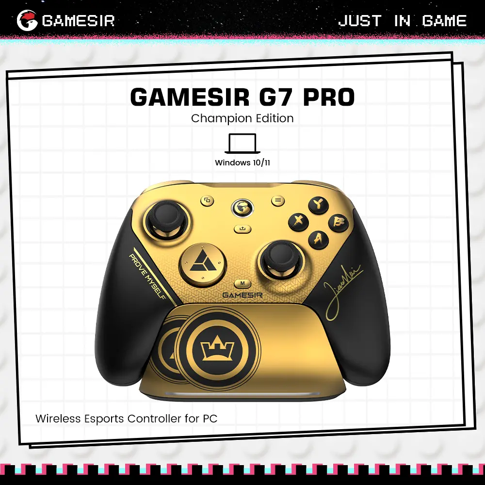 GameSir G7 Pro 8K PC-Champion Edition Wireless Esports PC Controller - Micro Receiver, Wired Compatibility, Button Enhancements, Charging Cable, Storage Card, Magnetic Attachment, Sticker Accessories