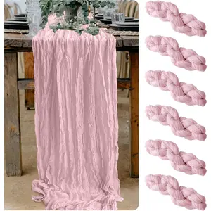6 Pieces Cheesecloth Table 10 Ft Gauze Table Cloth for Boho, Rustic Wedding Arch, Baby Shower Decorations Birthday (6, Baby Pink)