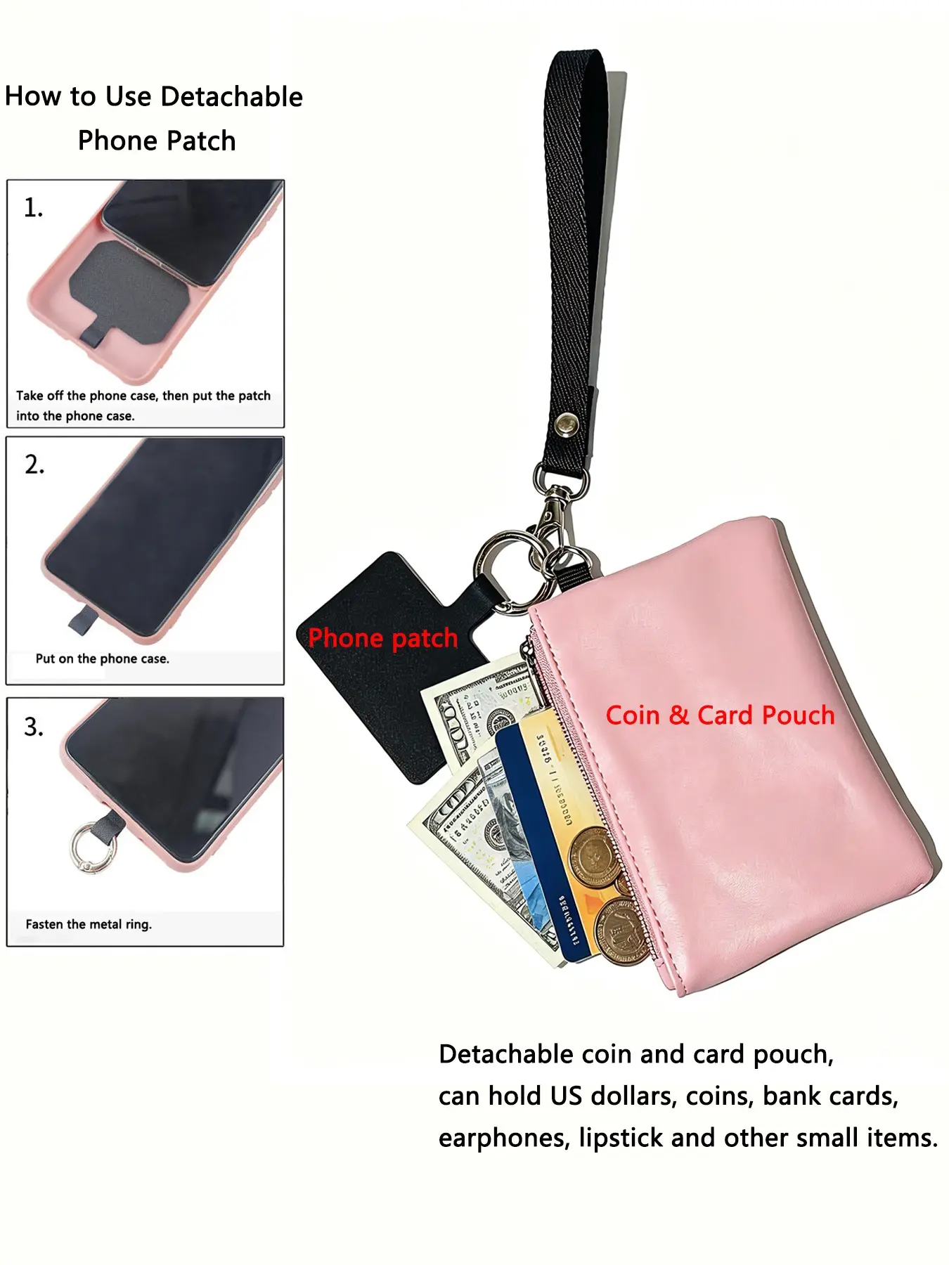 Cute Phone Wrist Strap Wallet, Two-In-One Phone Lanyard, Fits All Phones, Zippered Coin Pouch, Multi-Use, Lightweight, Versatile