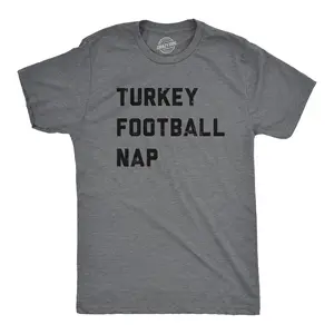 Mens Turkey Football Nap T Shirt Funny Thanksgiving Dinner Tee for Guys Mens Funny T Shirts Cool Vintage Fashion T-Shirt Gift Classic Menswear Thanksgiving Apparel for Men Funny Food Short Sleeve Novelty Tees Dark Grey
