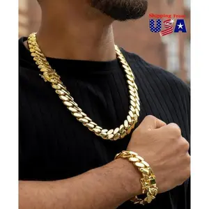 14K Gold Vacuum Plated Stainless Steel Chain & Copper Deployment Clasp Miami Cuban Link Chain Italy Mexico & Micro Inspired Unisex Hip Hop 8-22mm Necklace for Men & Women Jewelry,Daily Wear,Casual Fashion,Gift,Chicano Style,Weighty,Stackabl