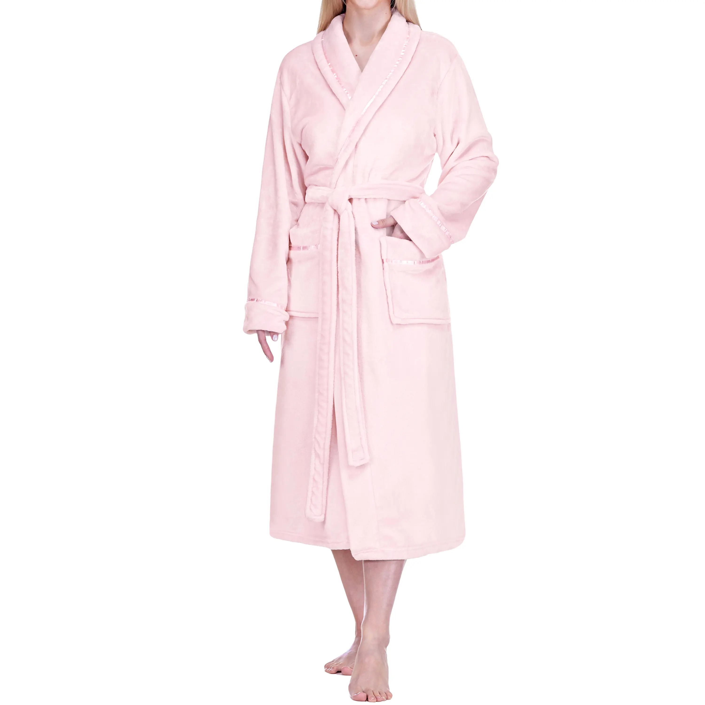 Women's Satin Trim Fleece Robe Women's Satin Trim Fleece Robe