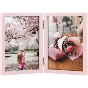4x6 Picture Frame, 2 4x6 Folding Photo Frame, Standing Vertically on Desktop or Tabletop, Home Decorative Christmas Holiday Gift, Pink