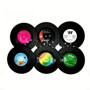 1PC Coasters for Drinks with Gift Box - Set of 6 Colorful Retro Vinyl Record Disk Coasters with Funny Labels-Prevent Furniture from Dirty and Scratched-4.2 Inch Kitchen Coasters