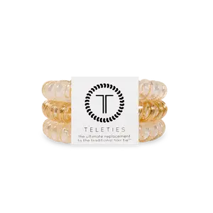 TELETIES - Luxury Living - Large Gold Hair Ties - Pack of Three - Strong Grip
