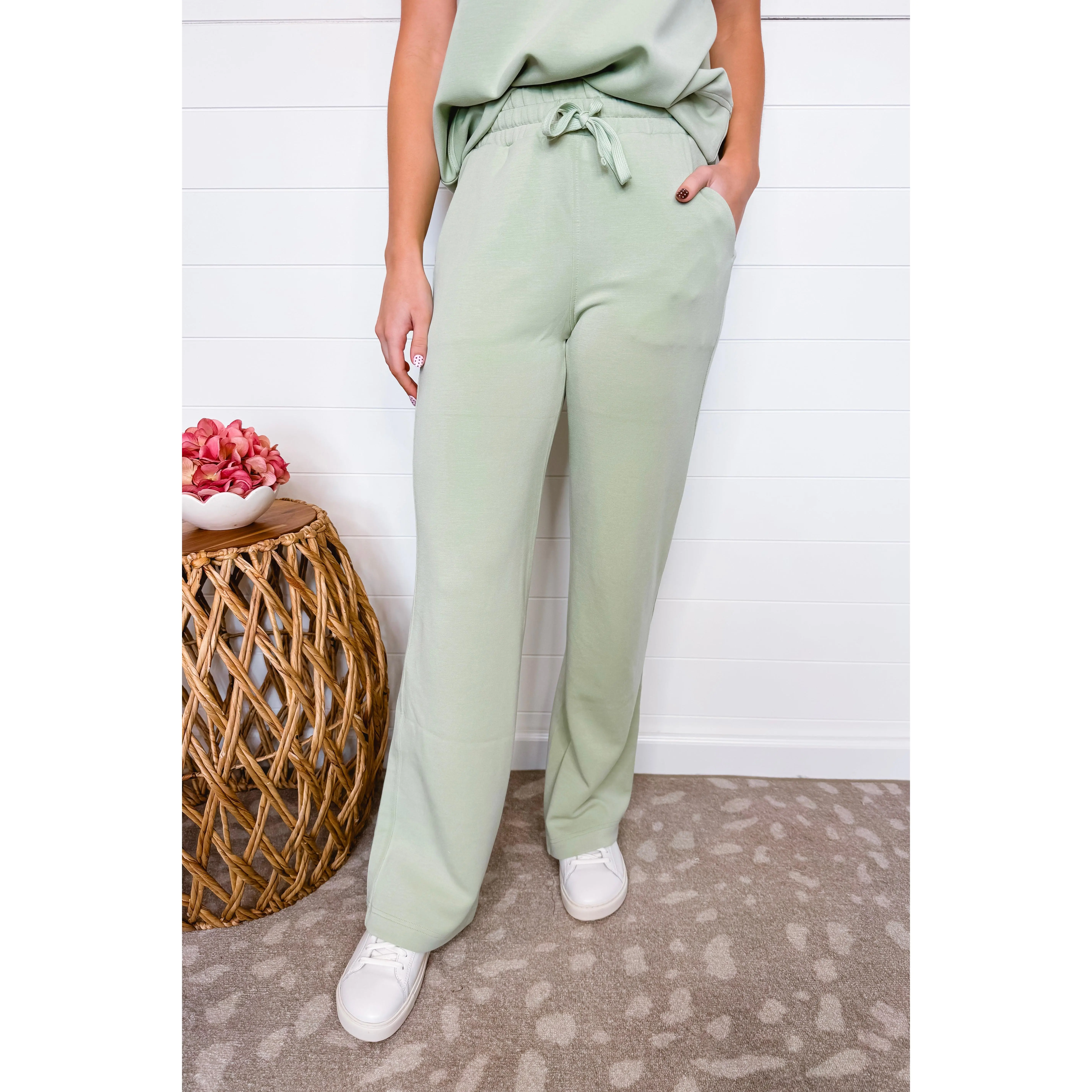 Sporty Spice Scuba Luxe Straight Pants - Pistachio Sporty Spice Scuba Luxe Straight Pants - Pistachio