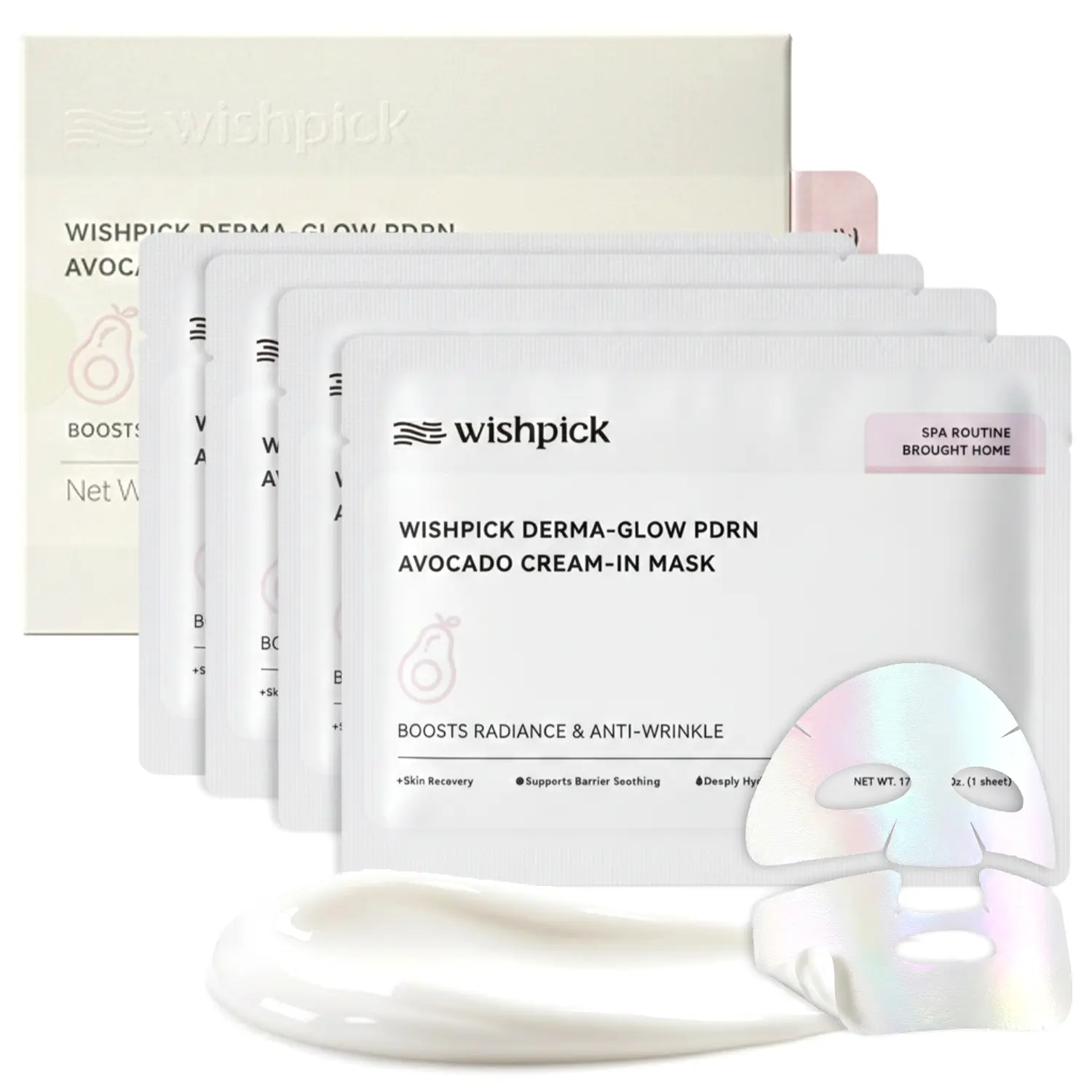 [New Arrivals: Buy One, Get One Free] Botox in a Mask Derma-Glow PDRN Avocado Cream-In Mask 4 Pack Radiance Boosting Skin Smoothing with PDRN & Avocado for Daily Skincare Care Gentle