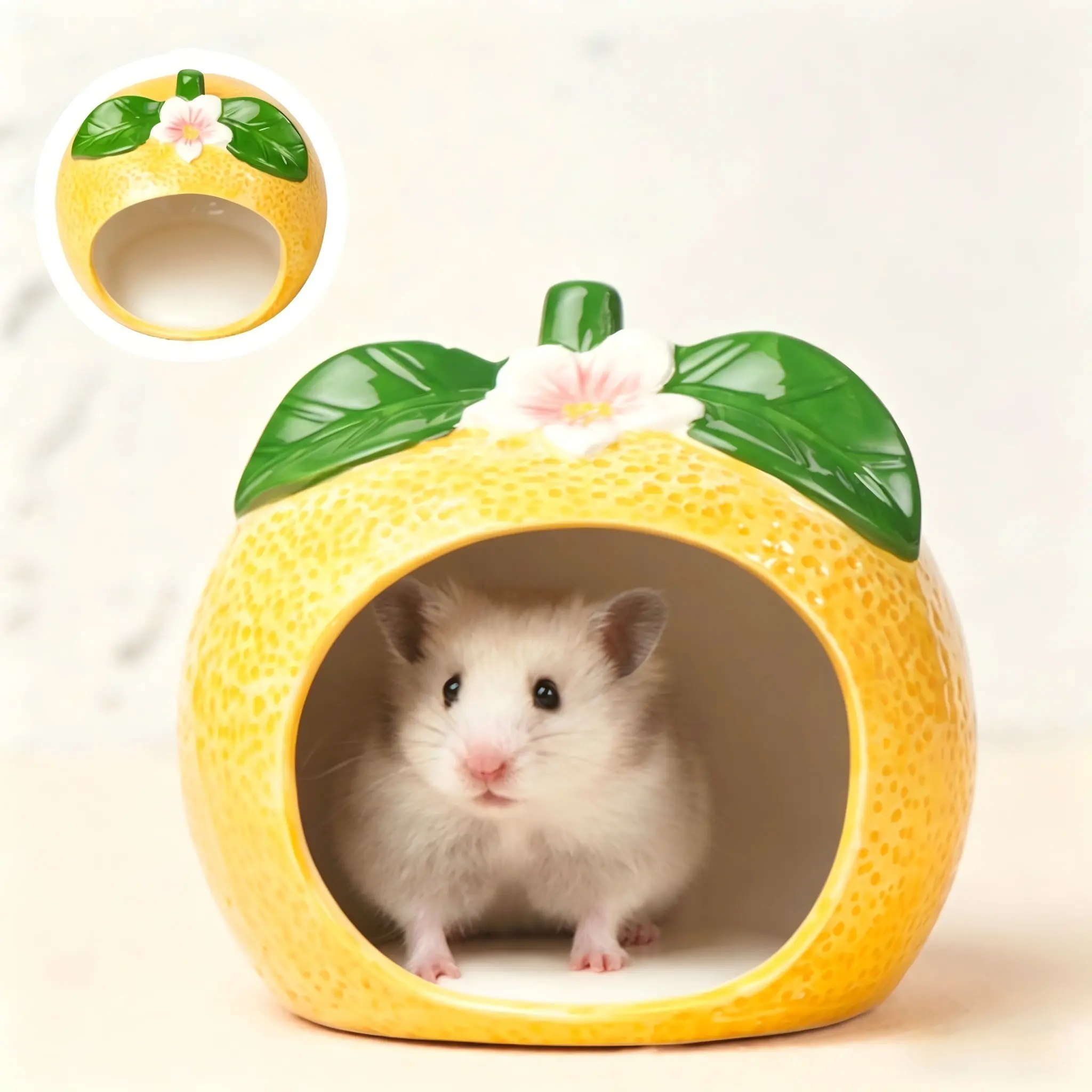 Ceramic Hamster Cooling Hideout Summer Cool Hamster Nest Heat Relief Sleeping House For Golden Hamster Small Pets, Hamster Cage Accessories