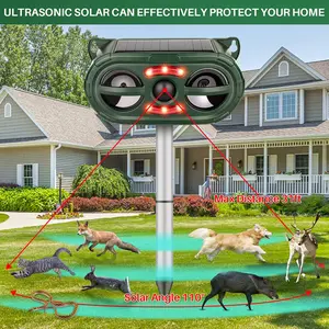 SAIJZEK. 2026 Solar Ultrasonic Animal Repeller Outdoor with Flashing Lights & Upgraded Waterproof Motion Sensor Animal Deterrent Devices for Deer,Cat,Squirrel,Raccoon,Rabbit,Fox,Skunk Repellent for Yard Garden