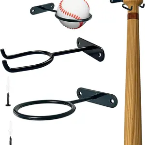 Baseball Bat and Ball Wall Hook Display Set, Modern Metal Stand, Memorabilia Storage for Bedroom and Living Room
