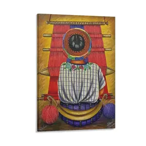 Indigenous Women Poster Oil Painting Guatemalan Art Mayan Painting Indigenous Art Latin American Decor Print