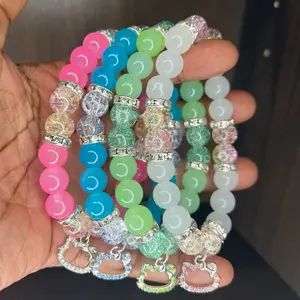 Shimmer Kitty Beaded Bracelet| Handmade Beaded Bracelet|