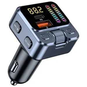 (1-Pack) Multi-Function Car Kit with Bluetooth Audio Adapter, FM Radio Transmitter, MP3 Player, and USB Car Charger with Type-C Fast Charging