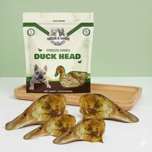 Benji & Louie Freeze Dried Duck Head, Single Ingredient, Natural Healthy Treat for Dogs, 4 count
