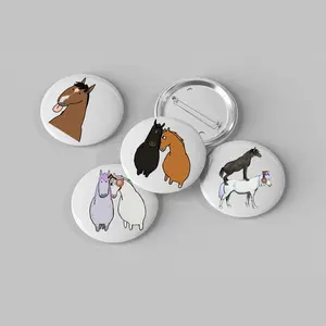 Funny Horse Pin Button – Cute Animal Meme Lapel Badge