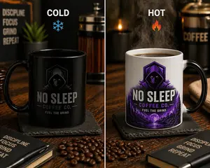 No Sleep Coffee Co Color Changing Mug Purple Heat Reveal Coffee Mug Motivation Mug Gamer Coffee Mug Grind Mode Mug