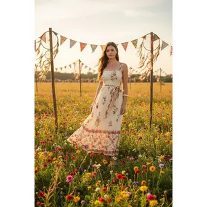 Floral Border Print Midi Dress