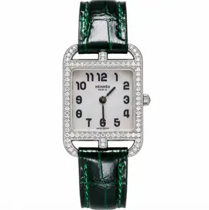 Hermès Cape Cod CC1.190 20 × 28mm Quartz Mother-of-Pearl Dial 18K White Gold Ladies Watch with Aftermarket Diamond Bezel WHT032646