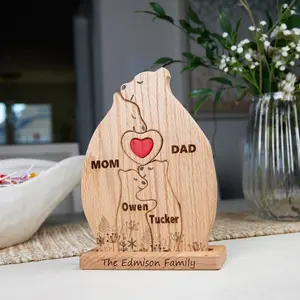 Family of Bears Figurine Set with Stand