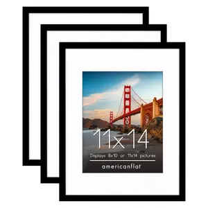 Americanflat | Black Picture Frames | Shatter-Resistant Glass | 3 Pack | Use with the Included Mats