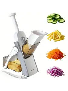 Multi-functional Vegetable Cutter Five-in-One with Adjustable Blades for Quick Food Prep Easy Assembly & Cleaning Ideal for All Cooks Grey ABS Dishwasher Safe No