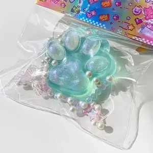 Crystal-Clear Cat Paw Squeeze Toy — A Stress-Relieving Fidget Toy with a Translucent, Jelly-like Texture and Slow-Rising Rebound