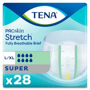 TENA ProSkin Stretch Super Incontinence Briefs, Heavy Absorbency, Unisex, Large/X-Large, 56 count