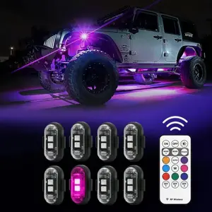 Wireless Remote Control RGB Car Ambient Lights, Led Lights Car, Car Decorative Light, USB Rechargeable Battery inside, 8 Colors & 10 Modes for Cars Motorcycles Bicycles, Atmosphere Lighting