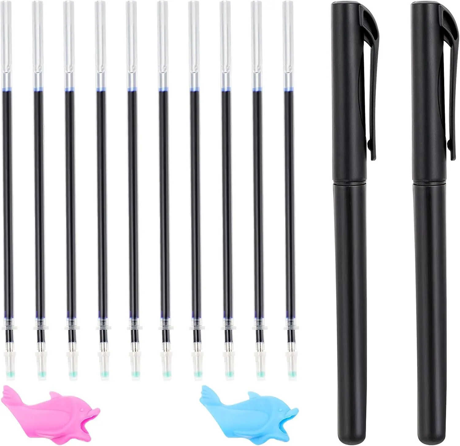 Magic Pens & Refills for Grooved Handwriting Workbooks, Disappearing Ink Pen for Magic Practice Copybook Invisible Ink Pen with Pencil Grippers Writing  Aid