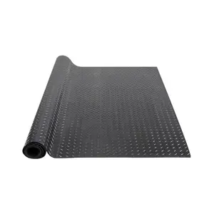 VEVOR Diamond-Plate Rubber Flooring Roll, 3 mmx 4 ftx 15 ft Garage Floor Mat, SBR Rubber Garage Flooring Roll, Easy to Clean, Diamond Plate Rubber Mat for Under Cars, Garage Industry Gym, Black
