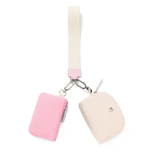 Keychain Wallet -Mini Zip Around Wristlet Wallets with Detachable Dual Pouch - Ideal Portable Coin Purse for Women and Men