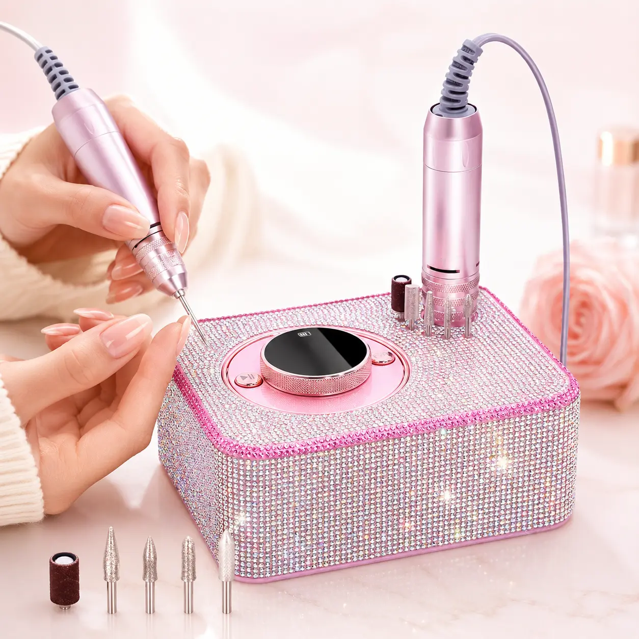 Electric Nail Drill 35000 RPM, Professional Rechargeable Nail File Kit, Nail Drill Machine, Acrylic Nail Kit for Any Manicure, Pedicure, Ideal Nail Art Tools, Designed for Salon for Gifts for Women, Home