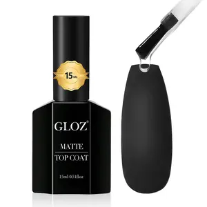 GLOZ 15ML No Wipe Matte Top Coat Soak Off UV LED Gel Nail Polish Long Lasting Smooth Finish for Salon & DIY Nail Art, Manicure