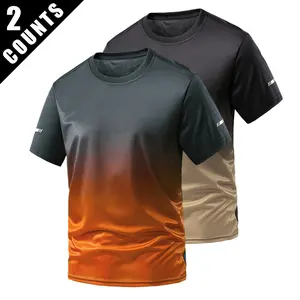 Men's solid-color T-shirt, with ice-silk breathable high-elasticity quick-drying mesh breathable fabric, round-necked sweat-absorbing and moisture-wicking top, an ideal choice for light fitness training, summer sports enthusiasts.