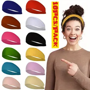 10Pcs/Pack Unisex Solid Color Elastic Yoga Exercise Headband, Proud Month Colored Knitted Headband