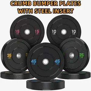 Crumb Bumper Plates with Steel Insert - Olympic Weight Plates for Crossfit & Lifting