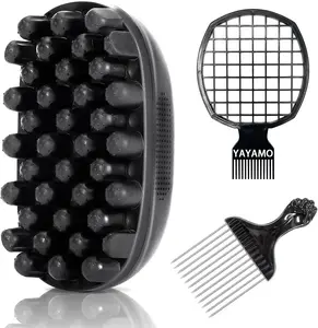 Best1998 4-Pack Dual-Head Stainless Steel Needle Curl Sponge Curling Brush for Black Coily Hair, ASMR Head Massager, Self Care Hair Product for Scalp Relief & Styling Support