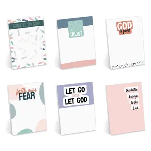Cute Christian Sticky Note Pads / 3" x 4" Religious Affirmation Sticky Notes / 50 Sheets Per Pad/Set of 6 Empowering Biblical Quote Designs/Made in USA